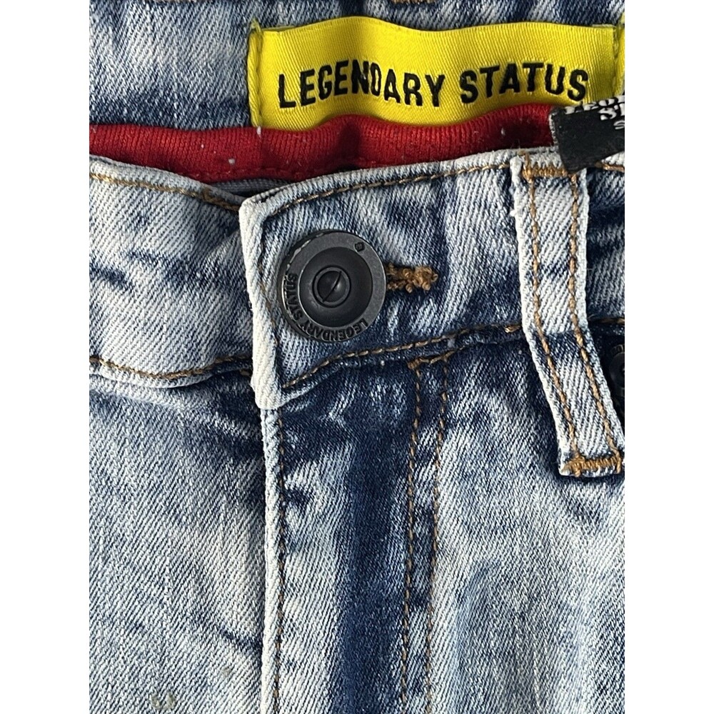 Boys Distressed Rhinestone Star Acid Wash Skinny Jeans